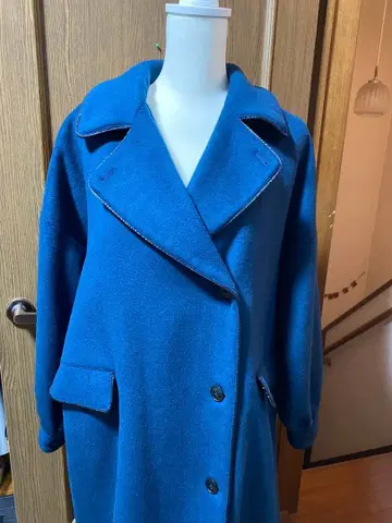 HARE 더블 브레스트 롱 코트 파랑