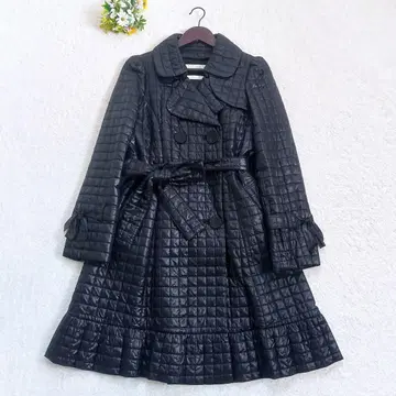 [ 새상품급 ] TO BE CHIC 퀼팅 다운 코트 롱 벨트 블랙 L