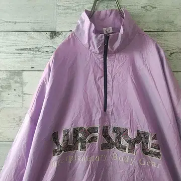 USA제 90s 페이즐리 센터 로고 하프 지퍼 나일론 자켓