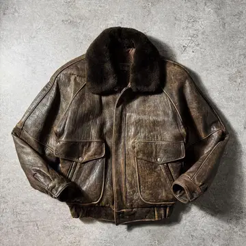 [ 90s ] G-1 A-2 플라이트 가죽 자켓 무스탕 옷깃 보아