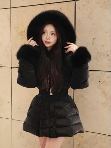 다리치 레이디 미디 다운 코트 다운 S 코트 블랙