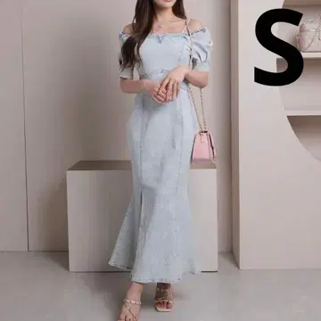 LIP SERVICE 2way 숄더 데님 머메이드 원피스 블루 S