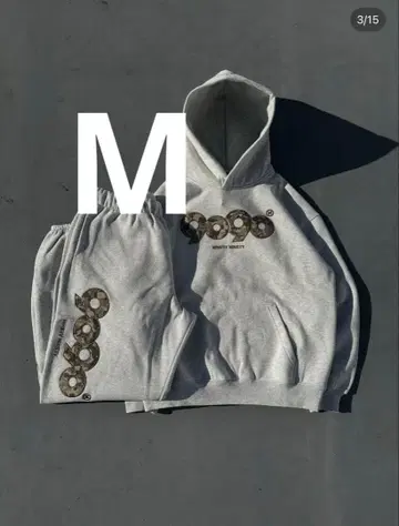 도넛 프린트 그레이 맨투맨 셋업