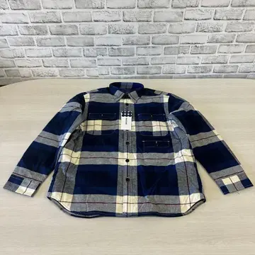 체크 무늬 긴팔 셔츠 네이비 그레이