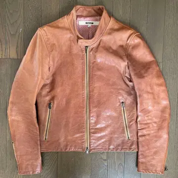브라운 가죽 싱글 라이더 자켓