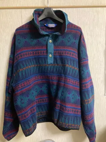 Pendleton 펜들턴 기하학 패턴 울 풀오버 플리스 M