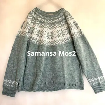 [ 사만사 모스2 ] 노르딕 무늬 니트 시스루 편직 걸리시