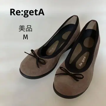 [새상품급] 리게타 Re:getA 웨지솔 스웨이드 리본 펌프스 M