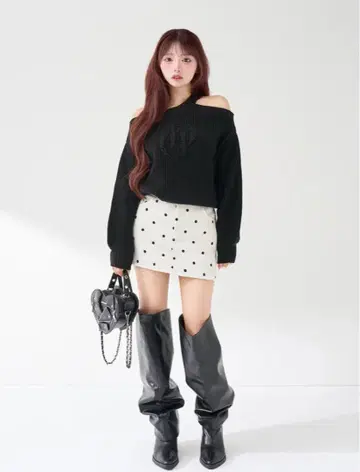 Darich 프릴 니트 콤비네존 BLK