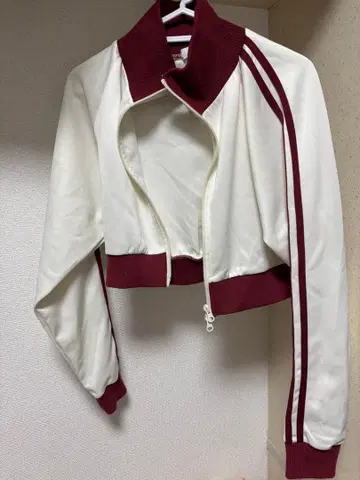 크롭 자켓 화이트/버건디 F