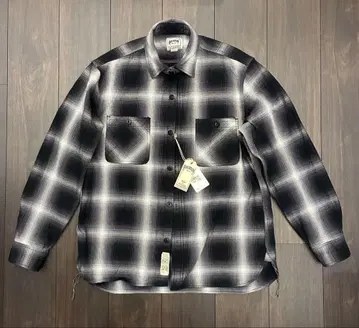 미사용 새상품 HOUSTON 플란넬 셔츠 옴브레 체크 두꺼운 원단 M