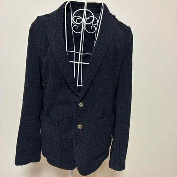 클라우디드 클로젯 네이비 체크 무늬 자켓 01 S 사이즈