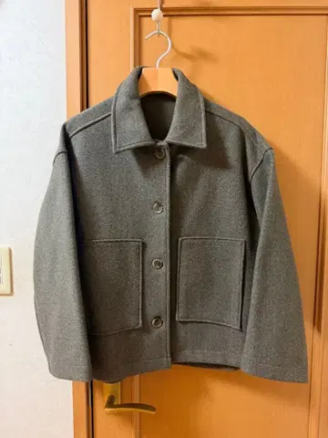 울 혼방 그레이 숏 자켓