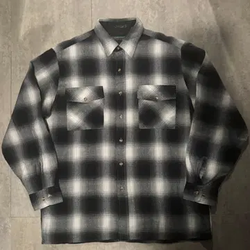 90s ombre check shirt black white 옴브레