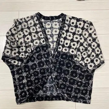 45R 네이비 나염 꽃 패턴 볼레로