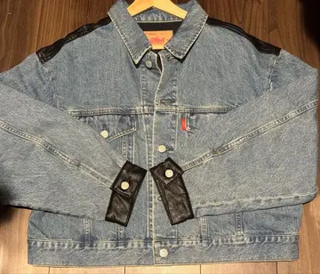 Ungrid 인조 가죽 도킹 데님 자켓