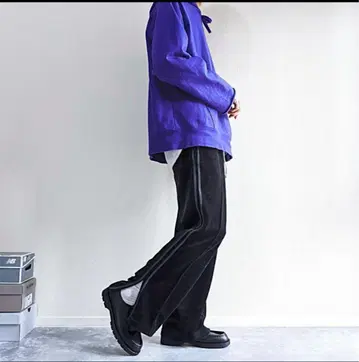 MonkyTime 벨루어 라인 트라우저 블랙 L