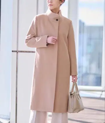 INDIVI [울] 명품 스탠드 카라 코트 38