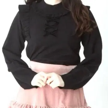 Ank Rouge 3개 리본 프릴 TOPS 리브 니트