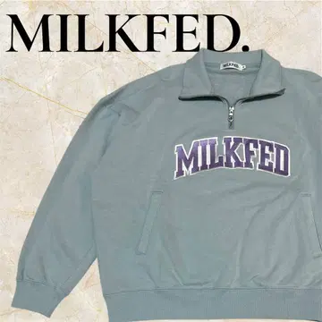 MILKFED 칼리지 로고 하프 지퍼 탑 인기 디자인 빅 로고