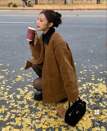 nugu 체크 바이컬러 코듀로이 자켓