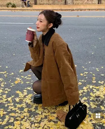 nugu 체크 바이컬러 코듀로이 자켓