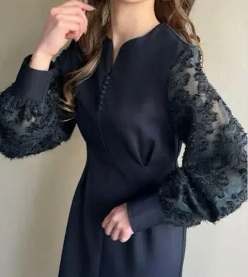 junoah 샤기 슬리브 허리 턱 원피스 포멀