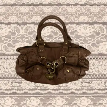 브라운 가죽 핸드백