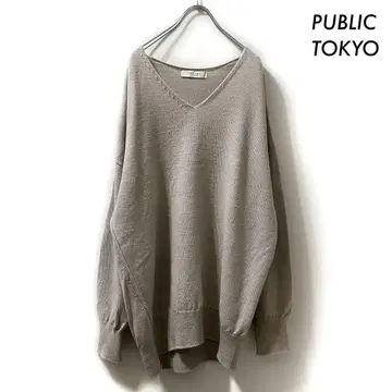 PUBLIC TOKYO V넥 긴팔 니트 그레이