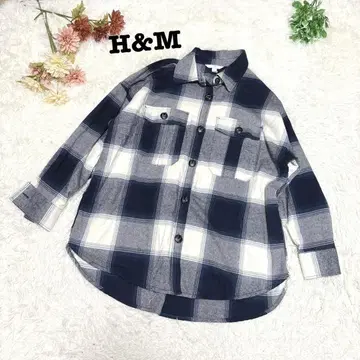 s.1687 [에이치앤엠] 여성용 긴팔 체크 무늬 셔츠 네이비 계열