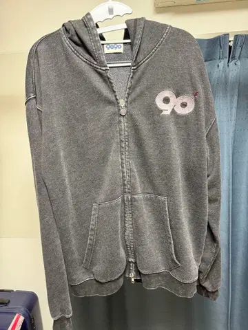 9090 그레이 후드티 프론트 지퍼