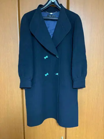 Leilian 레리안 더블 브레스트 코트 리본 버튼 캐시미어 혼방 일본제