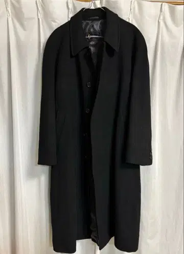 [캐시미어 100%] 롱 코트 체스터 코트 블랙 캐시미어 래글런