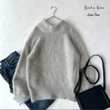 새상품급 스픽 앤 스팬 FURKNIT 아제 보틀넥 퍼플 그레이