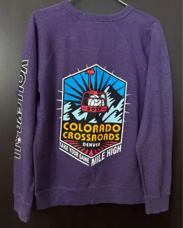 롱 T 구제 의류 백 프린트 보라색