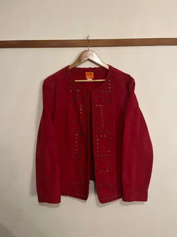 90s 가죽 스웨이드 자켓 스터드 장식 새상품급