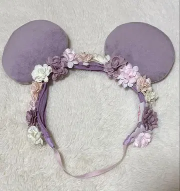 디즈니 미니 마우스 헤어밴드 꽃 왕관 보라색
