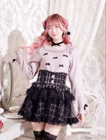 노에미 메니 리본 벨로아 초커 니트 핑크