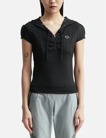 MSCHF 후디드 트랙 집업 탑 블랙