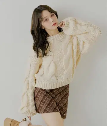 BIG 케이블 로우 게이지 루즈 니트 chico