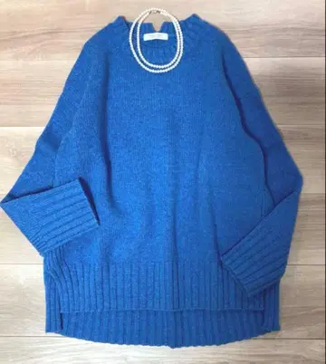 새상품급 맥피 라무 캐시미어 니트 블루 S