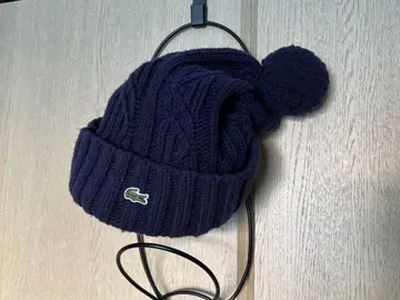 라코스테 케이블 짜임 니트 모자 폼폼 포함