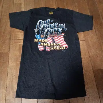 3D EMBLEM [ GOD GUNS and GUTS ] 80년대 T셔츠