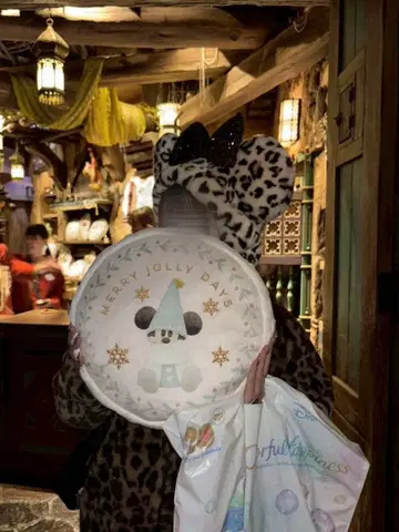 디즈니 팬캡 레오파드 무늬 브라운