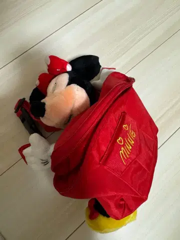 레어 레트로 미니 마우스 봉제 인형 미니백 빨간색