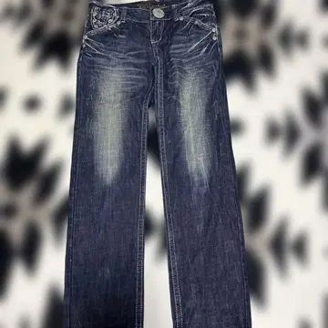 리오베라 자수 장식 다크 블루 데님