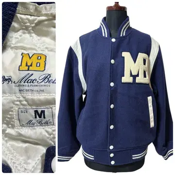 새상품급 Mac Beth 바시티 자켓 빈티지 울 x 가죽 M 사이즈