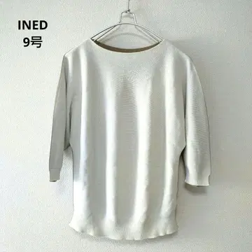 INED 이네드 바이컬러 돌먼 슬리브 니트 풀오버 9호