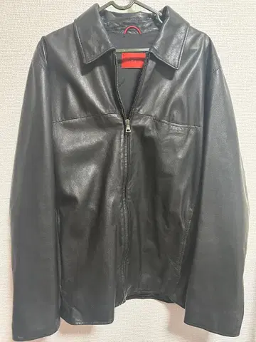 offset 블랙 가죽 자켓