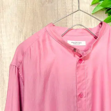 [ 새상품급 ] 맥피 핑크 롱 셔츠 노카라 심플 사이즈 36